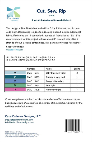 Cut Sew Rip Cross Stitch Pattern