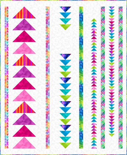 Up and Down- modern flying geese quilt pattern with white background