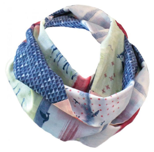 Kozy Q Scarf- quick pieced scarf in blues and green