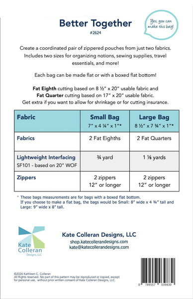 Better Together Zippered Pouch Pattern