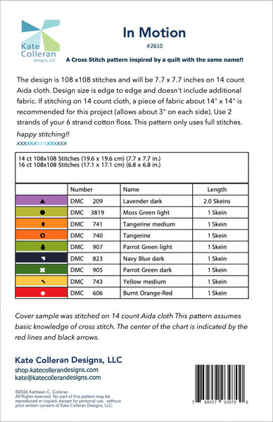 In Motion Cross Stitch pattern