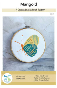 Marigold Butterfly Cross Stitch Pattern