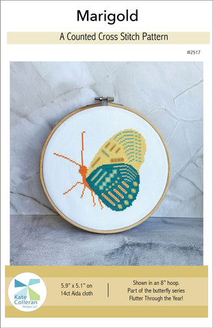 Marigold Butterfly Cross Stitch Pattern