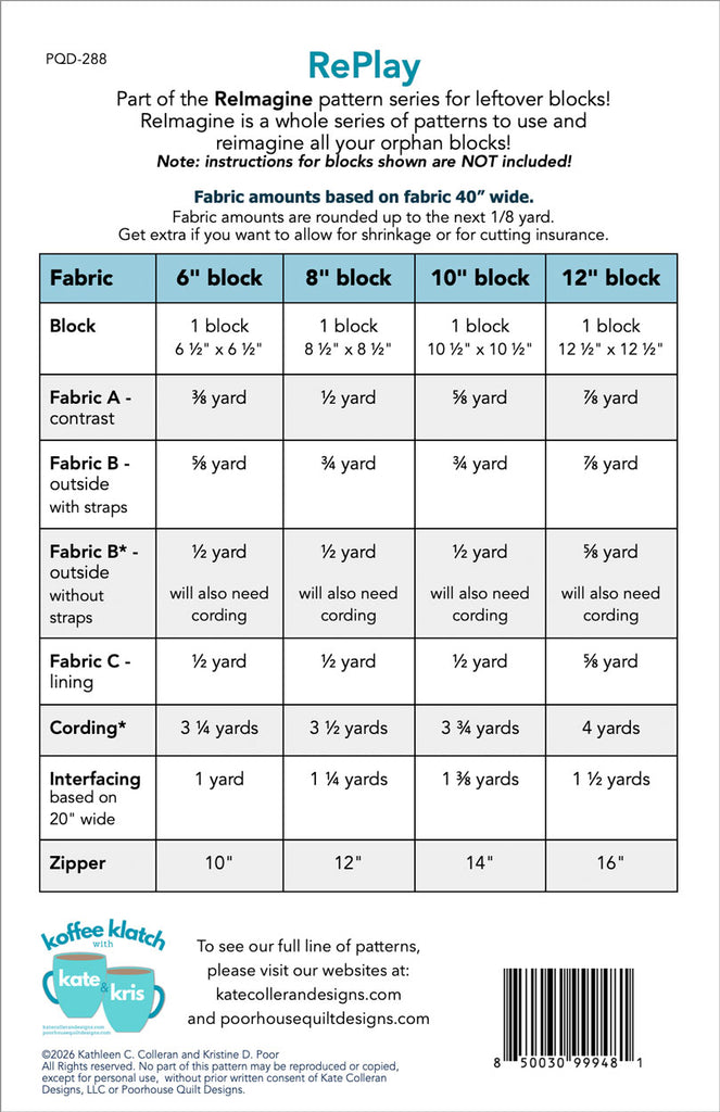 Backpack Pattern Quilt Block RePlay PDF Backpack pattern – Kate Colleran Designs