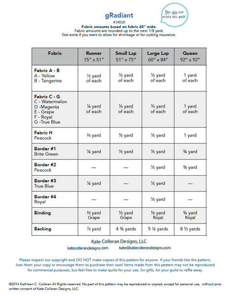gRadiant - PDF download quilt pattern