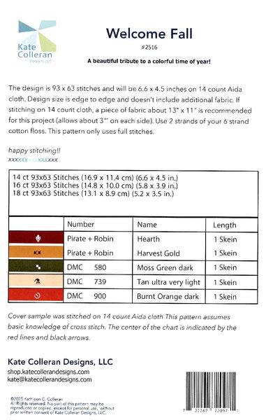 Welcome Fall Cross Stitch PDF Download Pattern
