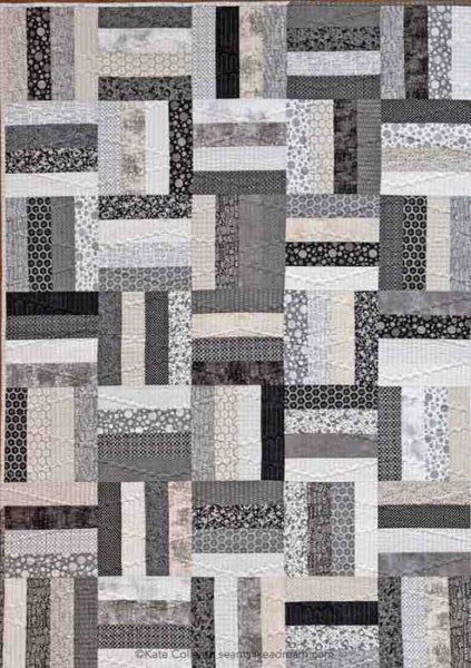 Hop the Fence- a crib version of the strip quilt in greys