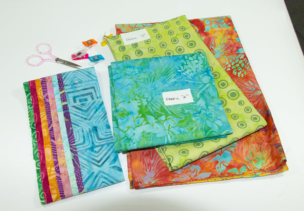Tote That! fabric kit in Blue/Green & Orange (small)