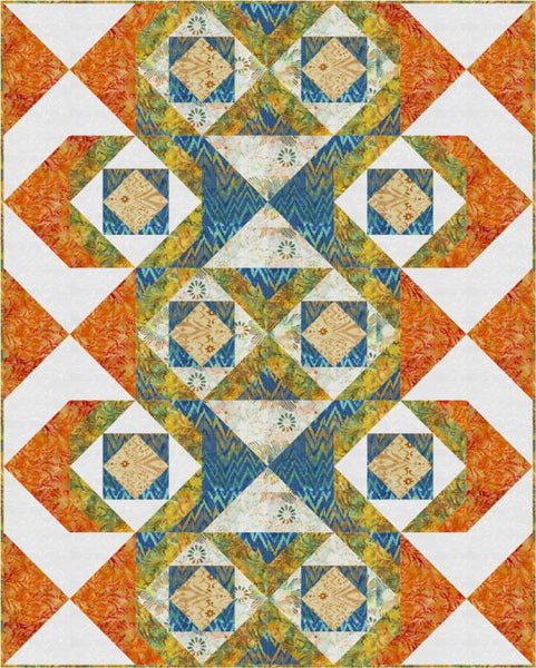 In and Out- flying geese quilt pattern in Ikat Sketch batiks