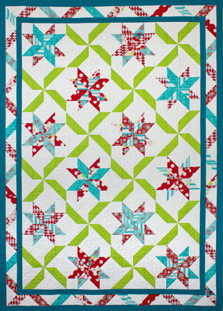 Ribbon Candy - a fat quarter friendly lap quilt in reds, blues and green