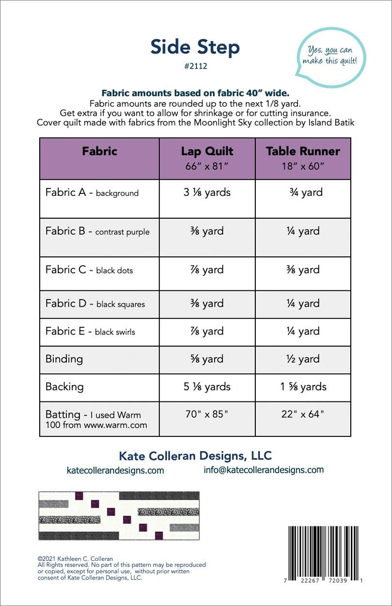 Side Step PDF Download pattern – Kate Colleran Designs