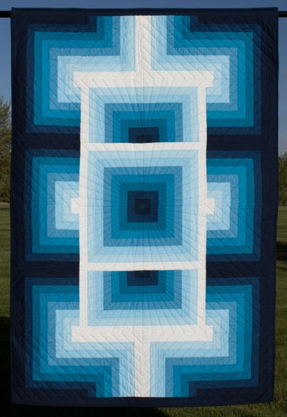 gRadiant- lap quilt in a gradient of blue fabrics