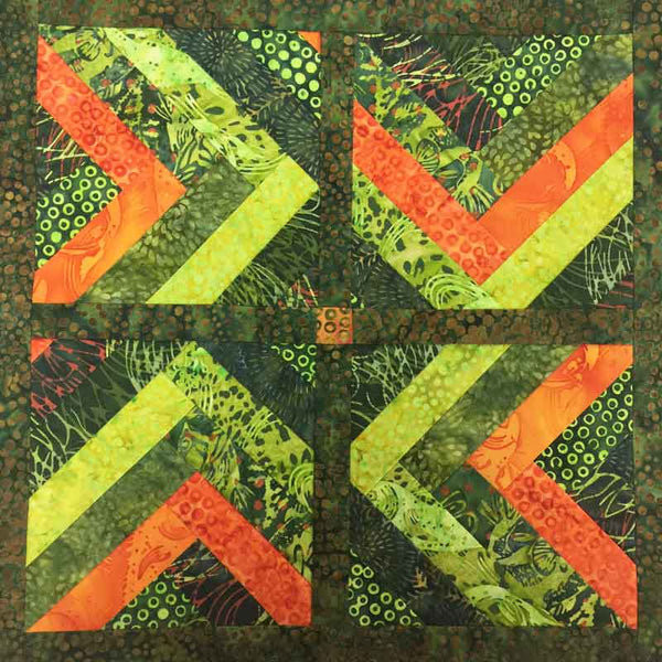 Two Step Mini quilt in green batiks